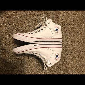 ✰converse leather mid hi top ✰